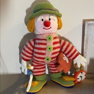 Hand Crafted | Knit | Vintage | Bedtime Ready | Stuffed | Standing Clown | Plush